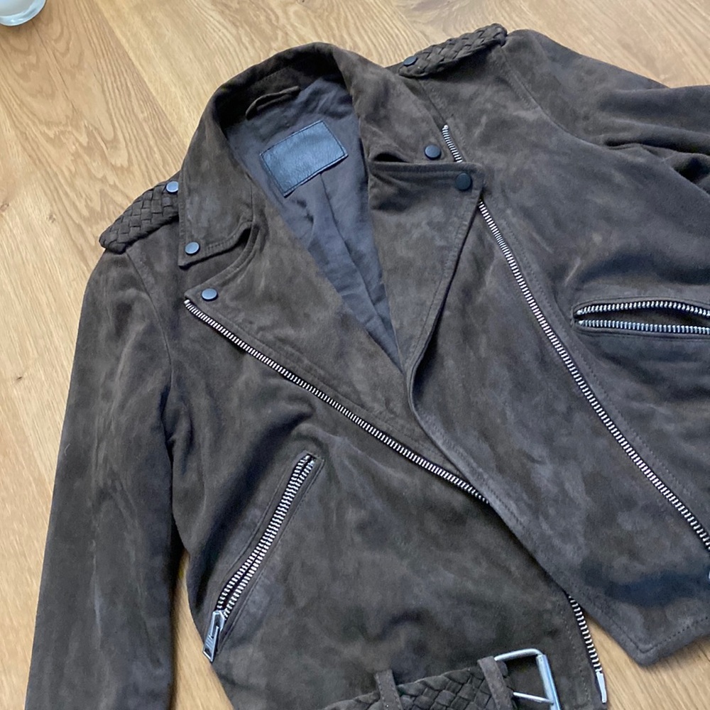 Allsaints suede braided Wyatt leather jacket